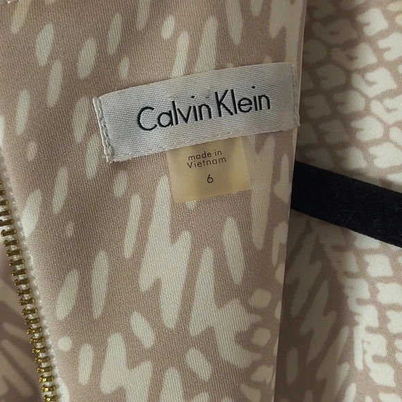 Calvin Klein Elegant Cream Patterned Dress S Small - Picture 3 of 5